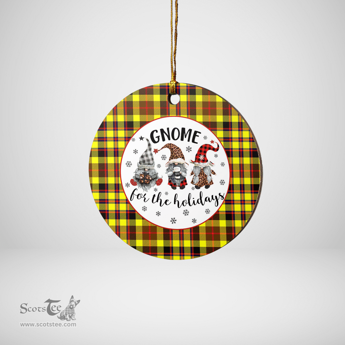 Scottish Jardine Clan Tartan Ceramic Ornament - Gnome Round Style Scottish Plaid Tartan Plaid