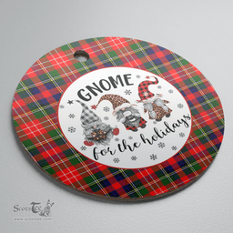 Scottish Christie Clan Tartan Ceramic Ornament - Gnome Round Style Scottish Plaid Tartan Plaid