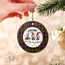Scottish Cochrane Modern Clan Tartan Ceramic Ornament - Gnome Round Style Scottish Plaid Tartan Plaid
