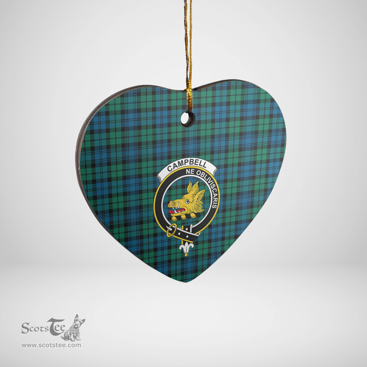 Scottish Campbell Ancient Clan Tartan Ceramic Ornament - Crest Heart Style Scottish Plaid Tartan Plaid