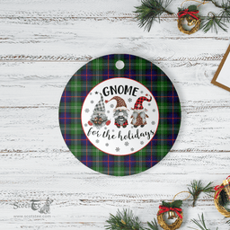 Scottish Sutherland Modern Clan Tartan Ceramic Ornament - Gnome Round Style Scottish Plaid Tartan Plaid