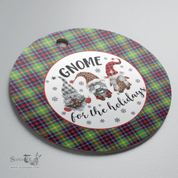 Scottish Clephane Clan Tartan Ceramic Ornament - Gnome Round Style Scottish Plaid Tartan Plaid