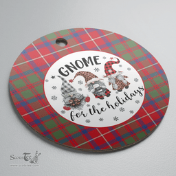 Scottish Shaw Red Modern Clan Tartan Ceramic Ornament - Gnome Round Style Scottish Plaid Tartan Plaid