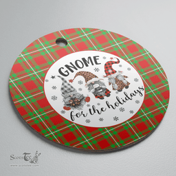 Scottish Grierson Clan Tartan Ceramic Ornament - Gnome Round Style Scottish Plaid Tartan Plaid