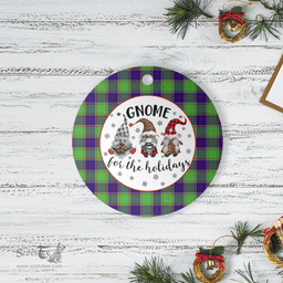 Scottish Dalrymple Clan Tartan Ceramic Ornament - Gnome Round Style Scottish Plaid Tartan Plaid