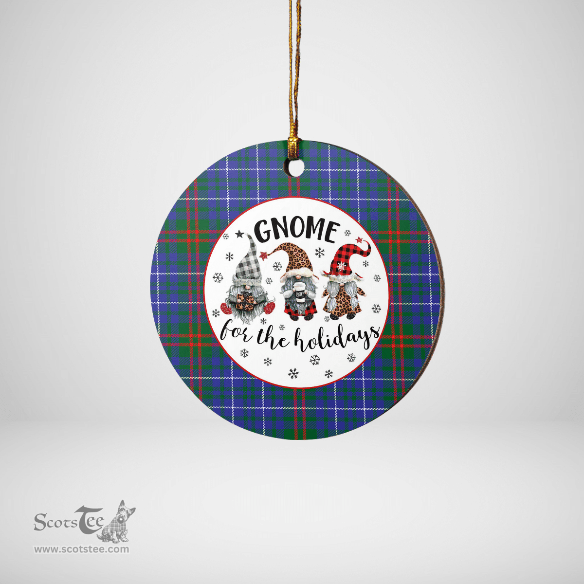 Scottish Edmonstone Clan Tartan Ceramic Ornament - Gnome Round Style Scottish Plaid Tartan Plaid