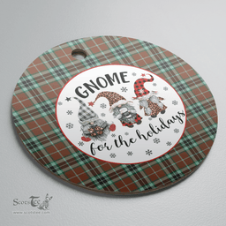 Scottish Thomson Hunting Modern Clan Tartan Ceramic Ornament - Gnome Round Style Scottish Plaid Tartan Plaid