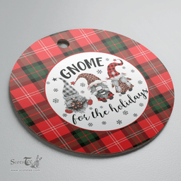 Scottish Nesbitt Modern Clan Tartan Ceramic Ornament - Gnome Round Style Scottish Plaid Tartan Plaid