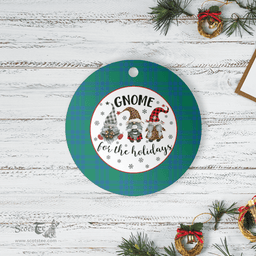 Scottish Montgomery Ancient Clan Tartan Ceramic Ornament - Gnome Round Style Scottish Plaid Tartan Plaid