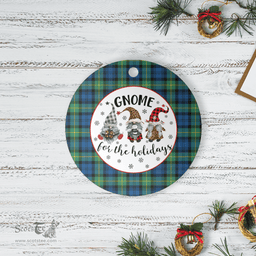 Scottish Gordon Ancient Clan Tartan Ceramic Ornament - Gnome Round Style Scottish Plaid Tartan Plaid
