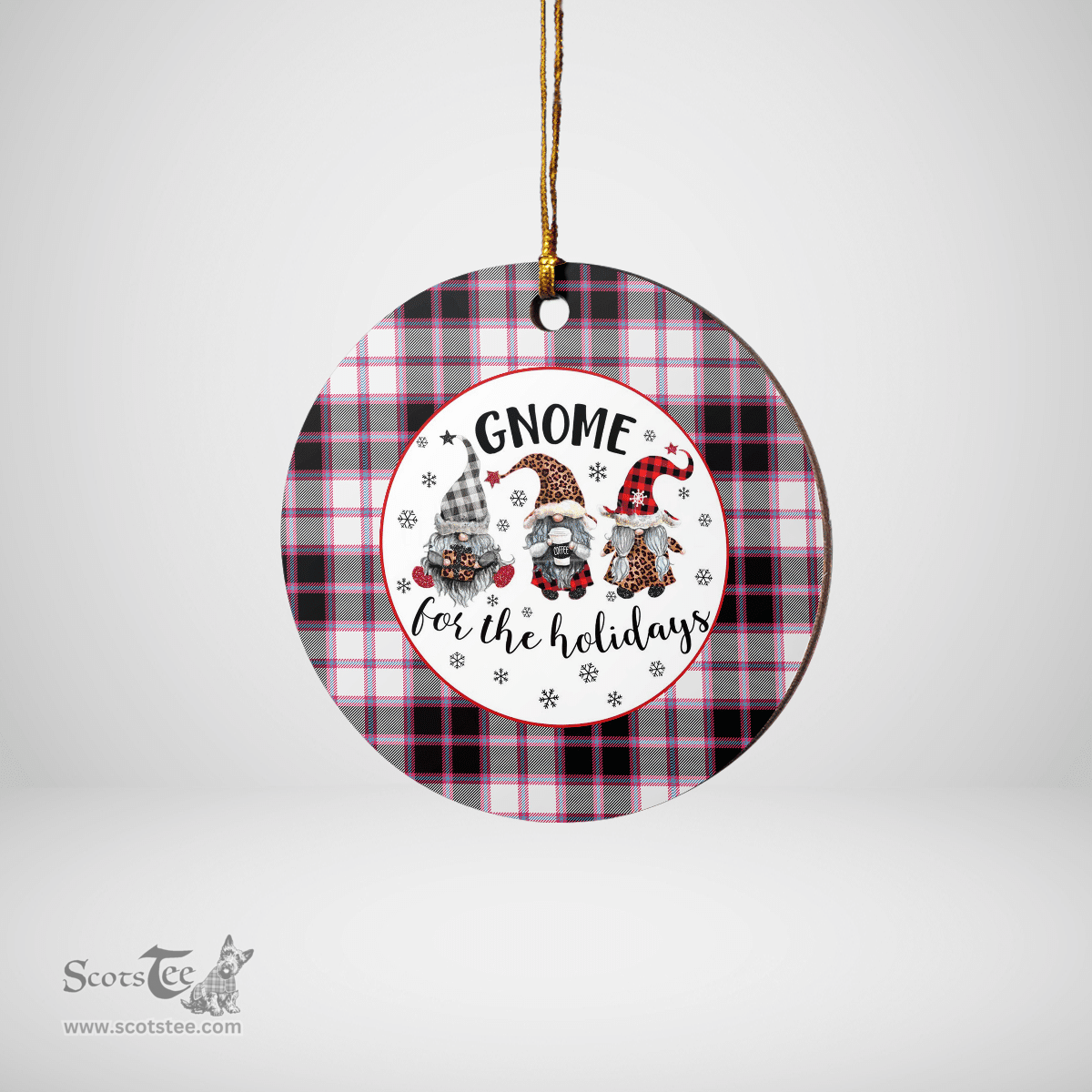 Scottish MacPherson Hunting Modern Clan Tartan Ceramic Ornament - Gnome Round Style Scottish Plaid Tartan Plaid