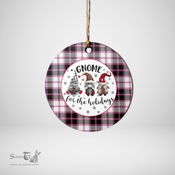 Scottish MacPherson Hunting Modern Clan Tartan Ceramic Ornament - Gnome Round Style Scottish Plaid Tartan Plaid