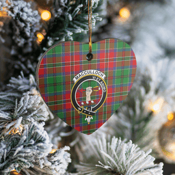 Scottish MacCulloch Clan Tartan Ceramic Ornament - Crest Heart Style Scottish Plaid Tartan Plaid