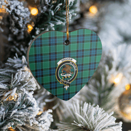 Scottish Graham of Menteith Ancient Clan Tartan Ceramic Ornament - Crest Heart Style Scottish Plaid Tartan Plaid
