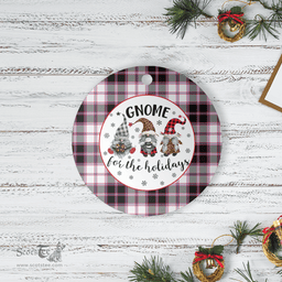 Scottish MacPherson Hunting Modern Clan Tartan Ceramic Ornament - Gnome Round Style Scottish Plaid Tartan Plaid