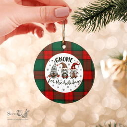 Scottish Stewart Atholl Modern Clan Tartan Ceramic Ornament - Gnome Round Style Scottish Plaid Tartan Plaid