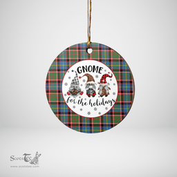 Scottish Norvel (Stirling) Clan Tartan Ceramic Ornament - Gnome Round Style Scottish Plaid Tartan Plaid
