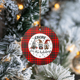 Scottish Matheson Modern Clan Tartan Ceramic Ornament - Gnome Round Style Scottish Plaid Tartan Plaid