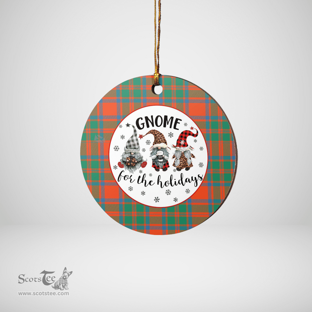 Scottish MacKintosh Ancient Clan Tartan Ceramic Ornament - Gnome Round Style Scottish Plaid Tartan Plaid