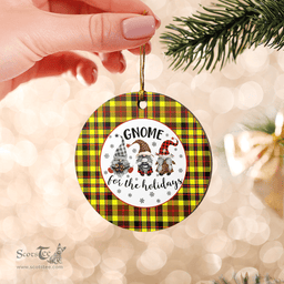 Scottish Jardine Clan Tartan Ceramic Ornament - Gnome Round Style Scottish Plaid Tartan Plaid