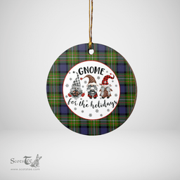 Scottish Fergusson Modern Clan Tartan Ceramic Ornament - Gnome Round Style Scottish Plaid Tartan Plaid