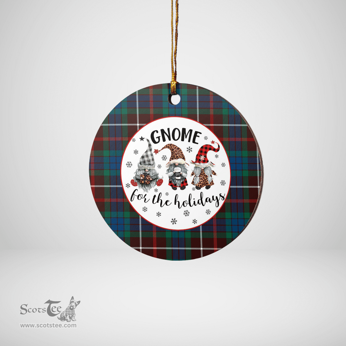Scottish Fraser Hunting Ancient Clan Tartan Ceramic Ornament - Gnome Round Style Scottish Plaid Tartan Plaid