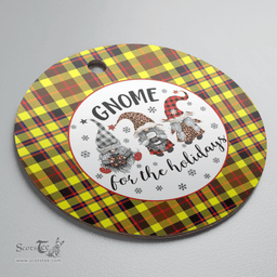 Scottish Jardine Clan Tartan Ceramic Ornament - Gnome Round Style Scottish Plaid Tartan Plaid