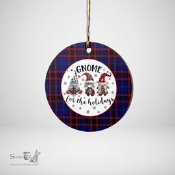 Scottish Home Modern Clan Tartan Ceramic Ornament - Gnome Round Style Scottish Plaid Tartan Plaid