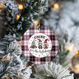 Scottish MacPherson Hunting Modern Clan Tartan Ceramic Ornament - Gnome Round Style Scottish Plaid Tartan Plaid