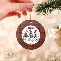 Scottish Cumming Hunting Weathered Clan Tartan Ceramic Ornament - Gnome Round Style Scottish Plaid Tartan Plaid