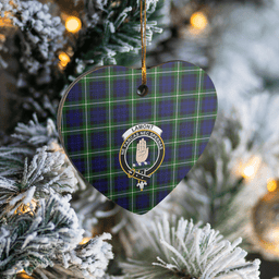 Scottish Lamont Modern Clan Tartan Ceramic Ornament - Crest Heart Style Scottish Plaid Tartan Plaid