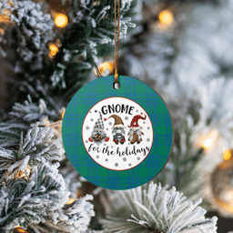 Scottish Montgomery Ancient Clan Tartan Ceramic Ornament - Gnome Round Style Scottish Plaid Tartan Plaid