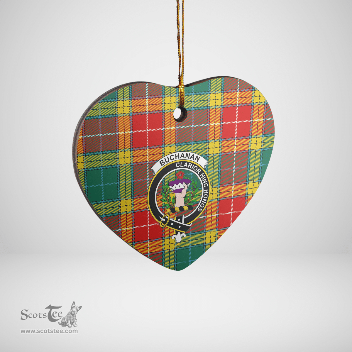 Scottish Buchanan Old Sett Clan Tartan Ceramic Ornament - Crest Heart Style Scottish Plaid Tartan Plaid