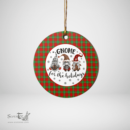 Scottish Gartshore Clan Tartan Ceramic Ornament - Gnome Round Style Scottish Plaid Tartan Plaid