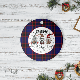 Scottish Home Modern Clan Tartan Ceramic Ornament - Gnome Round Style Scottish Plaid Tartan Plaid