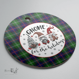 Scottish Sutherland Modern Clan Tartan Ceramic Ornament - Gnome Round Style Scottish Plaid Tartan Plaid