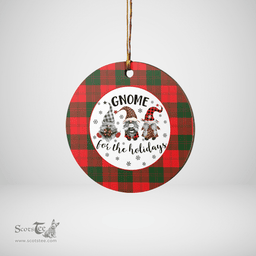 Scottish Erskine Modern Clan Tartan Ceramic Ornament - Gnome Round Style Scottish Plaid Tartan Plaid