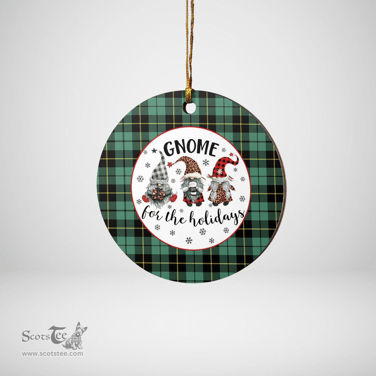 Scottish Wallace Hunting Ancient Clan Tartan Ceramic Ornament - Gnome Round Style Scottish Plaid Tartan Plaid