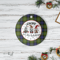 Scottish Fergusson Modern Clan Tartan Ceramic Ornament - Gnome Round Style Scottish Plaid Tartan Plaid