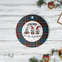 Scottish Fraser Hunting Ancient Clan Tartan Ceramic Ornament - Gnome Round Style Scottish Plaid Tartan Plaid