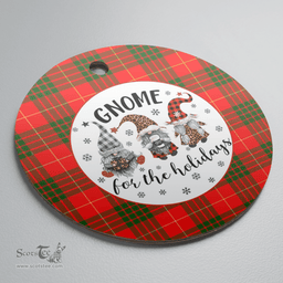 Scottish Cameron Modern Clan Tartan Ceramic Ornament - Gnome Round Style Scottish Plaid Tartan Plaid