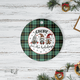 Scottish Wallace Hunting Ancient Clan Tartan Ceramic Ornament - Gnome Round Style Scottish Plaid Tartan Plaid