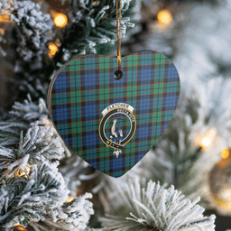Scottish Fletcher Ancient Clan Tartan Ceramic Ornament - Crest Heart Style Scottish Plaid Tartan Plaid