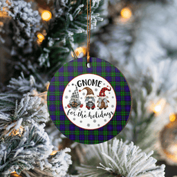 Scottish MacKinlay Modern Clan Tartan Ceramic Ornament - Gnome Round Style Scottish Plaid Tartan Plaid