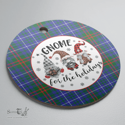 Scottish Edmonstone Clan Tartan Ceramic Ornament - Gnome Round Style Scottish Plaid Tartan Plaid