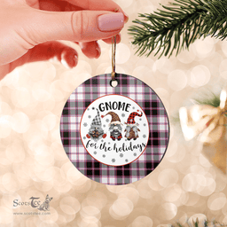 Scottish MacPherson Hunting Modern Clan Tartan Ceramic Ornament - Gnome Round Style Scottish Plaid Tartan Plaid