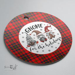 Scottish Matheson Modern Clan Tartan Ceramic Ornament - Gnome Round Style Scottish Plaid Tartan Plaid