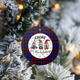 Scottish Home Modern Clan Tartan Ceramic Ornament - Gnome Round Style Scottish Plaid Tartan Plaid