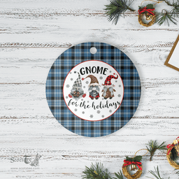 Scottish Clark Ancient Clan Tartan Ceramic Ornament - Gnome Round Style Scottish Plaid Tartan Plaid