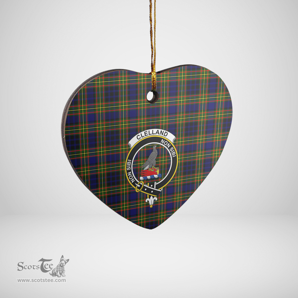 Scottish Clelland Modern Clan Tartan Ceramic Ornament - Crest Heart Style Scottish Plaid Tartan Plaid